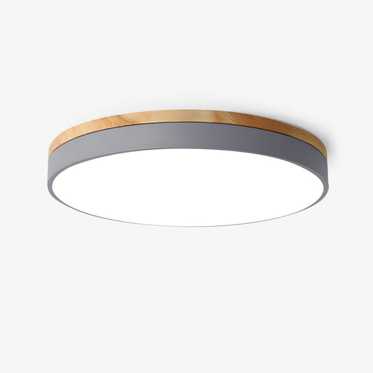 Zara Circular Ceiling Lamp | Wood & Matte Grey Frame | 30cm, 40cm, 50cm Options