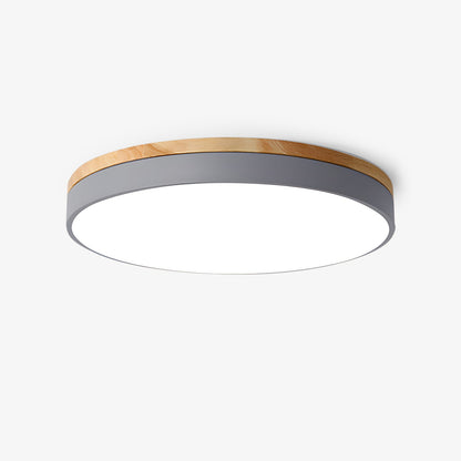 Zara Circular Ceiling Lamp | Wood & Matte Grey Frame | 30cm, 40cm, 50cm Options