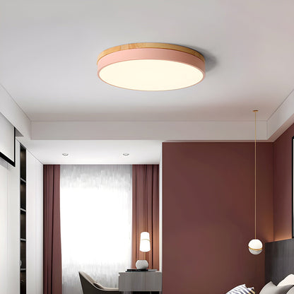 Zara Circular Ceiling Lamp | Wood & Matte Grey Frame | 30cm, 40cm, 50cm Options