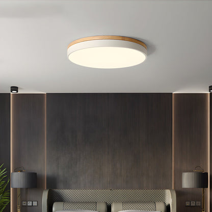 Zara Circular Ceiling Lamp | Wood & Matte Grey Frame | 30cm, 40cm, 50cm Options