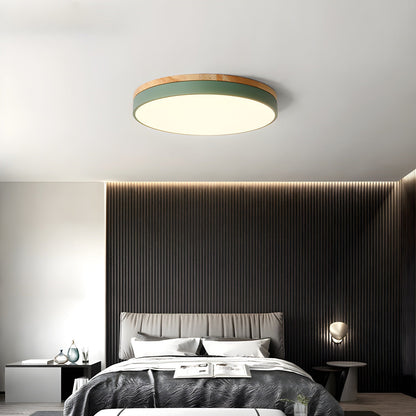 Zara Circular Ceiling Lamp | Wood & Matte Grey Frame | 30cm, 40cm, 50cm Options