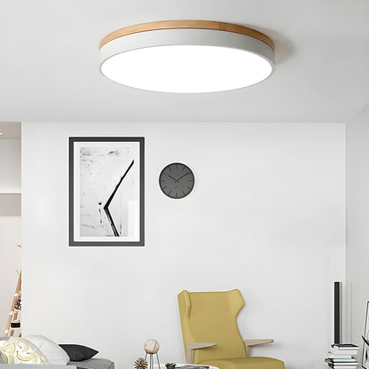 Zara Circular Ceiling Lamp | Wood & Matte Grey Frame | 30cm, 40cm, 50cm Options