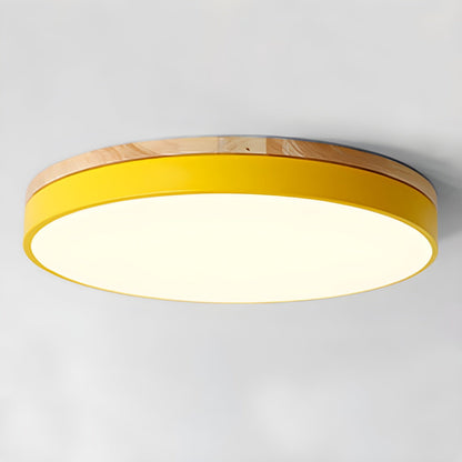 Zara Circular Ceiling Lamp | Wood & Matte Grey Frame | 30cm, 40cm, 50cm Options