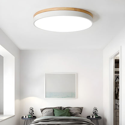 Zara Circular Ceiling Lamp | Wood & Matte Grey Frame | 30cm, 40cm, 50cm Options
