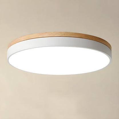 Zara Circular Ceiling Lamp | Wood & Matte Grey Frame | 30cm, 40cm, 50cm Options