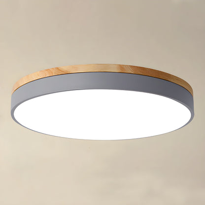 Zara Circular Ceiling Lamp | Wood & Matte Grey Frame | 30cm, 40cm, 50cm Options