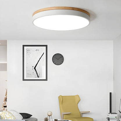 Zara Circular Ceiling Lamp | Wood & Matte Grey Frame | 30cm, 40cm, 50cm Options