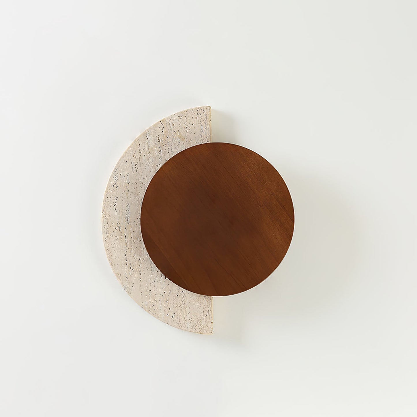Crescent Halo Wall Sconce | Yellow Travertine & Wood | Various Sizes