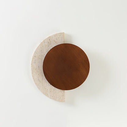 Crescent Halo Wall Sconce | Yellow Travertine & Wood | Various Sizes