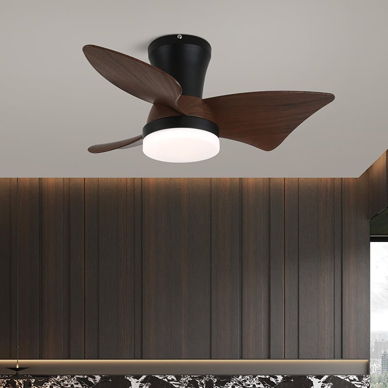 Zephyr Ceiling Fan Light | Walnut Blades & Matte Black Motor | 22", 24", 28" Options