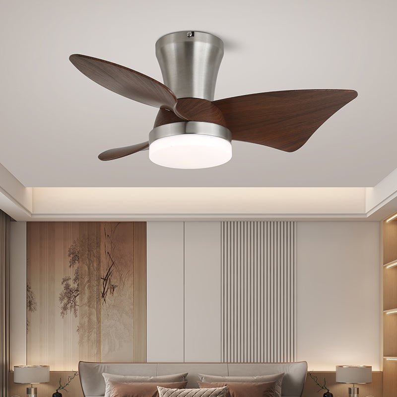 Zephyr Ceiling Fan Light | Walnut Blades & Matte Black Motor | 22", 24", 28" Options