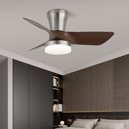 Zephyr Ceiling Fan Light | Walnut Blades & Matte Black Motor | 22", 24", 28" Options