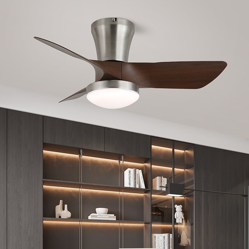 Zephyr Ceiling Fan Light | Walnut Blades & Matte Black Motor | 22", 24", 28" Options