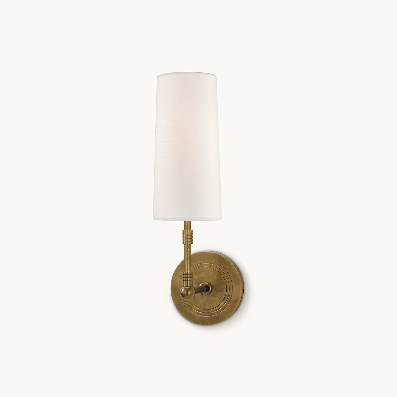 Brass Wall Light | White Linen Shade | Contemporary Design