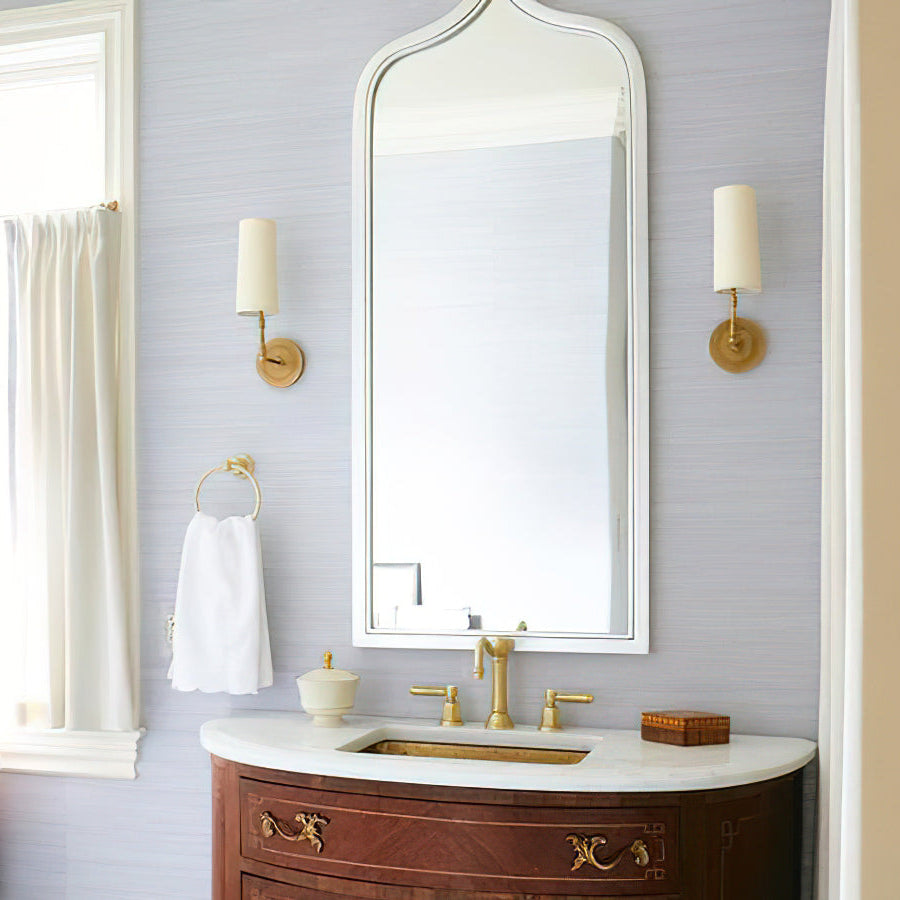 Brass Wall Light | White Linen Shade | Contemporary Design
