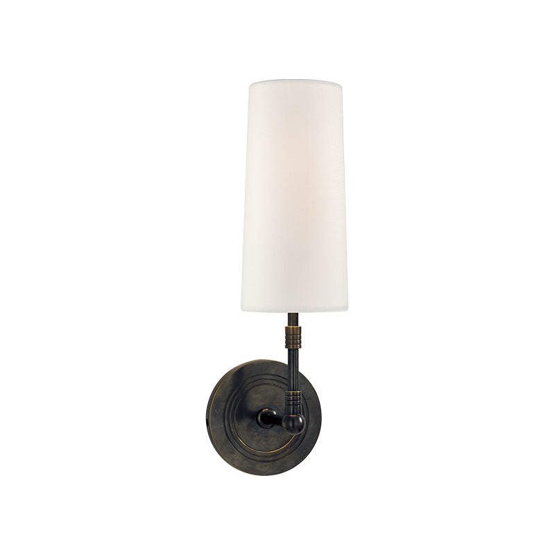 Brass Wall Light | White Linen Shade | Contemporary Design