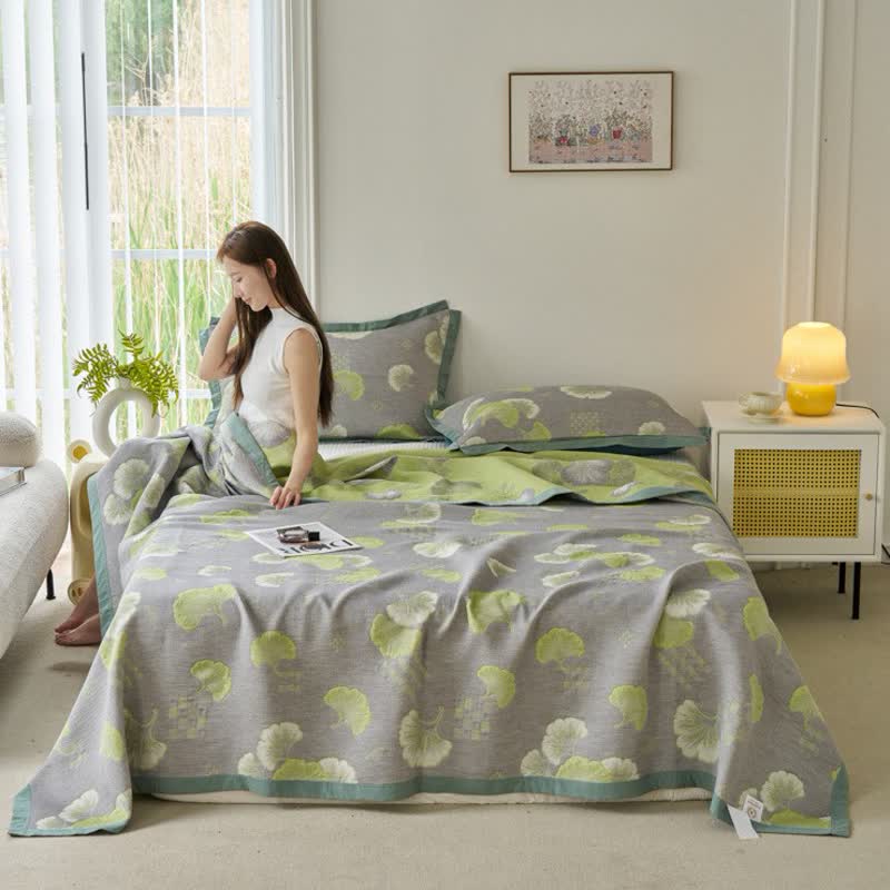 Ginkgo Leaf Quilt | 100% Organic Cotton | Full, Queen, King Sizes