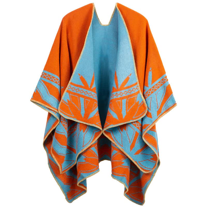 Acrylic Shawl Cape | Ultra-Soft Fabric | Retro Pattern