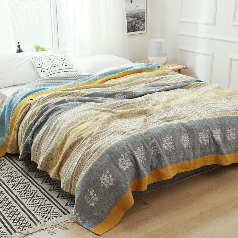 Cotton Reversible Quilt | Wheat Ear Print | Full/Queen Size