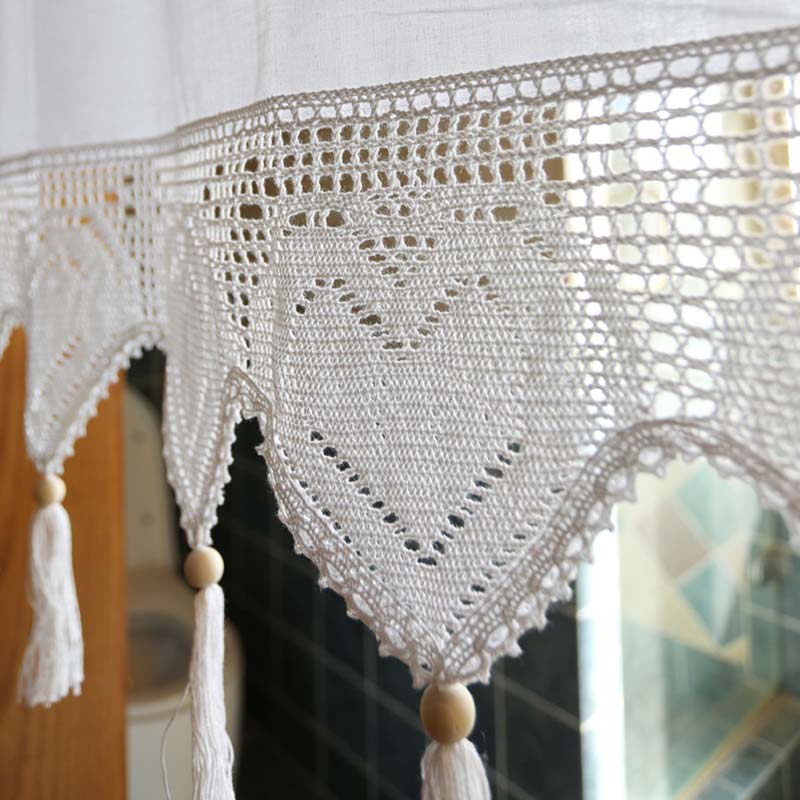 White Cotton Short Cabinet Curtain | Rod Pocket Design | Easy to Install