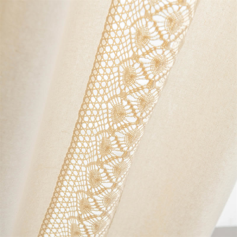 Beige Tassel Curtain | Cotton Linen | Semi-Blackout