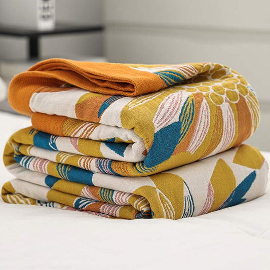 Cotton Quilt | Reversible Yellow Flower Print | Full/Queen Size