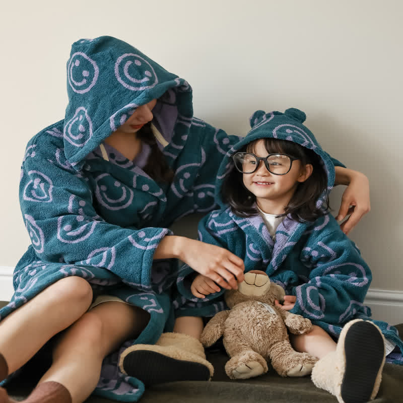 Smiling Face Bathrobe | Luxurious Pure Cotton | Kids & Adults Sizes