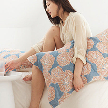 Decorative Cotton Pillow Towels | Flower Print | Set of 2