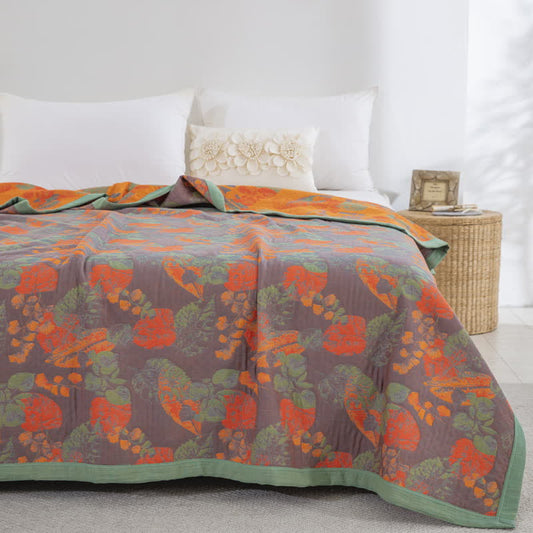 Three Layers Cotton Gauze Quilt | Organic Cotton | Rustic Leaf Design