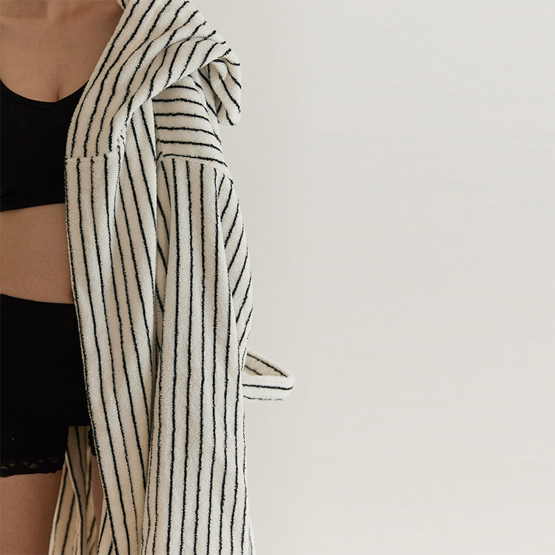 Hooded Cotton Bathrobe | Soft Lightweight Fabric | One Size with Pockets