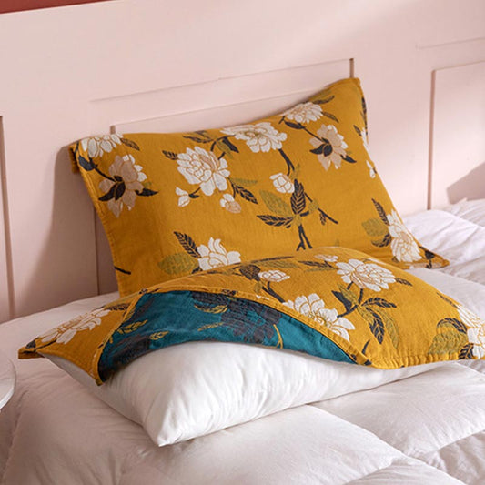 Cotton Pillow Towel Set | Breathable Yellow Gauze | 2 Pieces