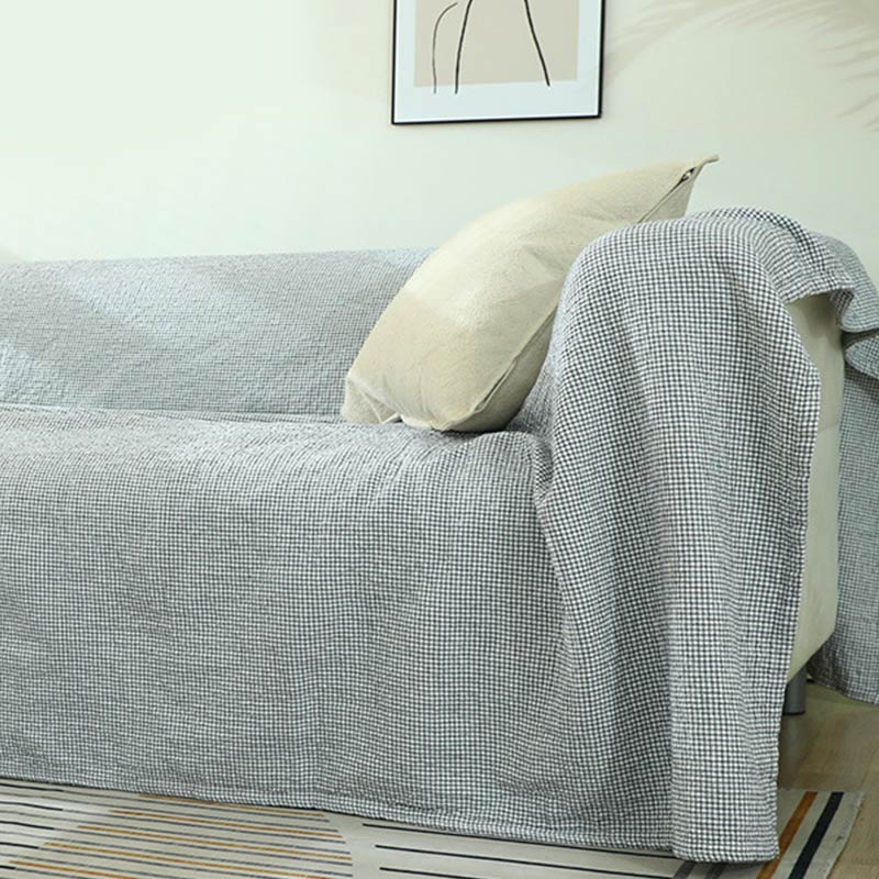 Plaid Sofa Blanket | Soft Cotton Gauze | Single Piece