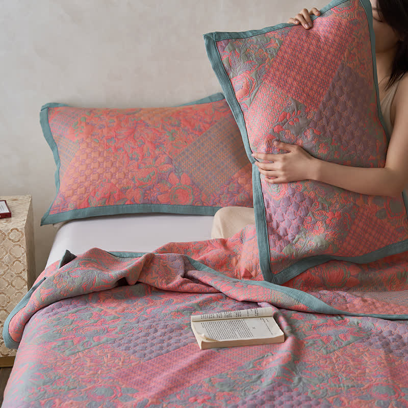 Cotton Gauze Quilt | 100% Organic Cotton | Floral Design, Multiple Sizes