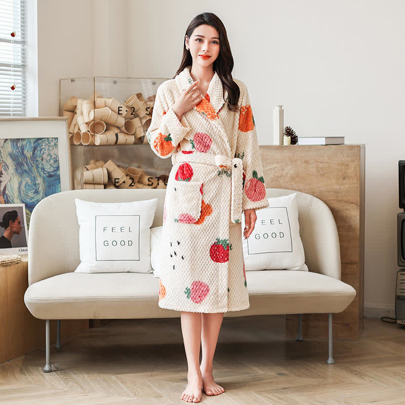 Fruit Print Bathrobe | Soft Polyester | Breathable & Comfortable