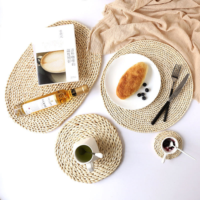 Oval Woven Placemats | Natural Corn Husk | Set of 2