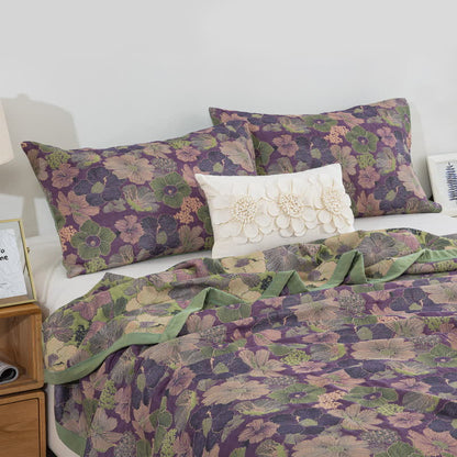 Reversible Floral Cotton Gauze Quilt | 100% Organic Cotton | Available in Full, Queen, Cal King, King Sizes
