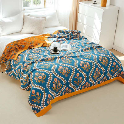 Bluebell Flower Reversible Quilt | 100% Organic Cotton | Full/Queen/King Sizes