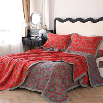 Pure Cotton Reversible Floral Quilt | Eco-Friendly Organic Cotton | Available in Full, Queen, King Sizes