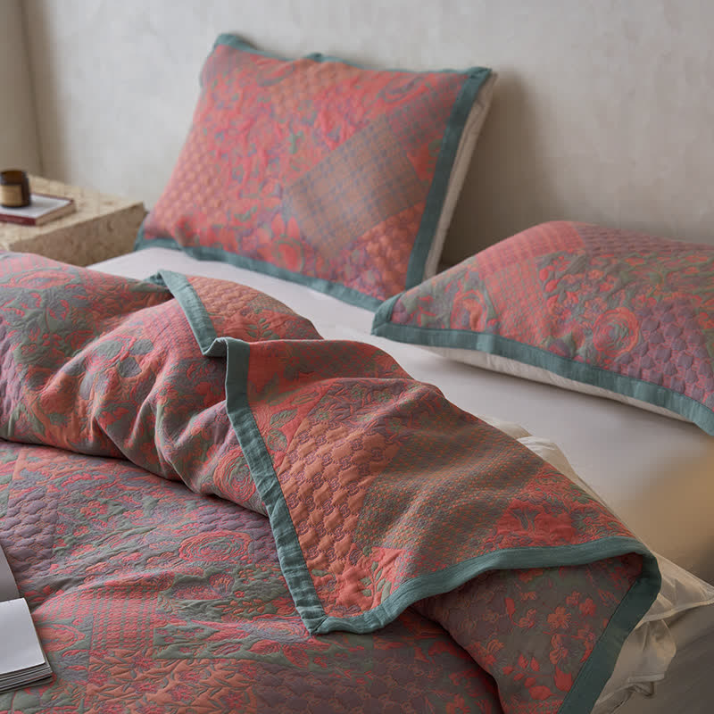 Cotton Gauze Quilt | 100% Organic Cotton | Floral Design, Multiple Sizes