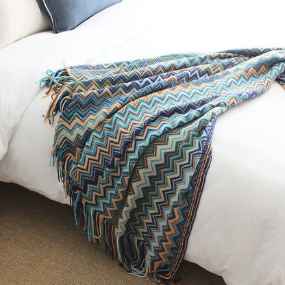 Striped Tassel Blanket | Soft Acrylic Fiber | Multiple Sizes
