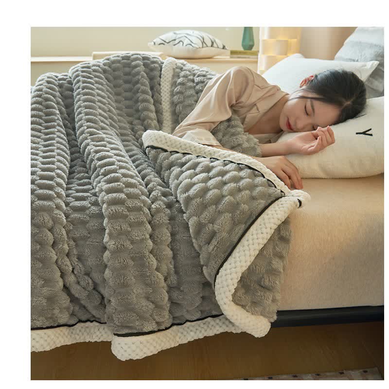 Thick Coral Fleece Throw Blanket | Reversible Polyester | Full/Queen Size