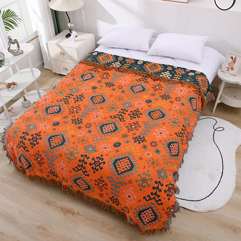 Retro Geometric Quilt | 100% Organic Cotton | Full/Queen Size