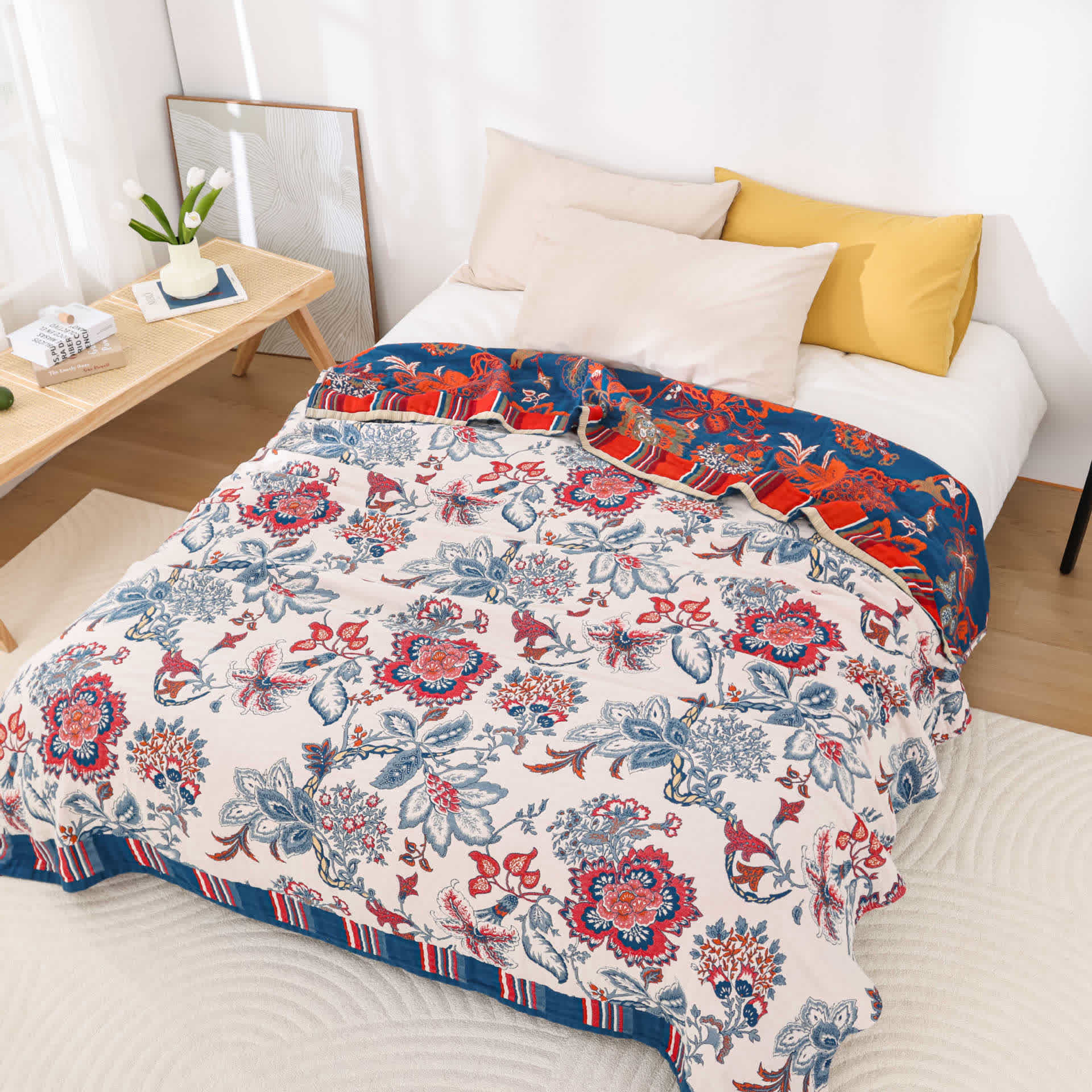 Summer Quilt | Cotton Eco-Friendly Floral Design | Queen Size