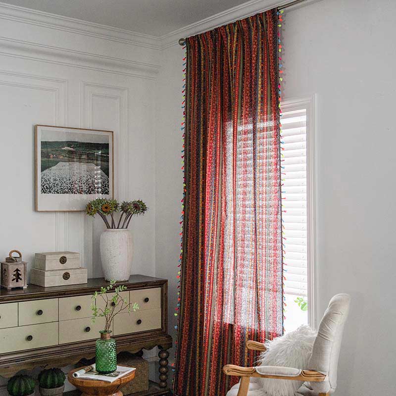 Boho Tassel Curtain | Cotton Blend | Semi-Blackout