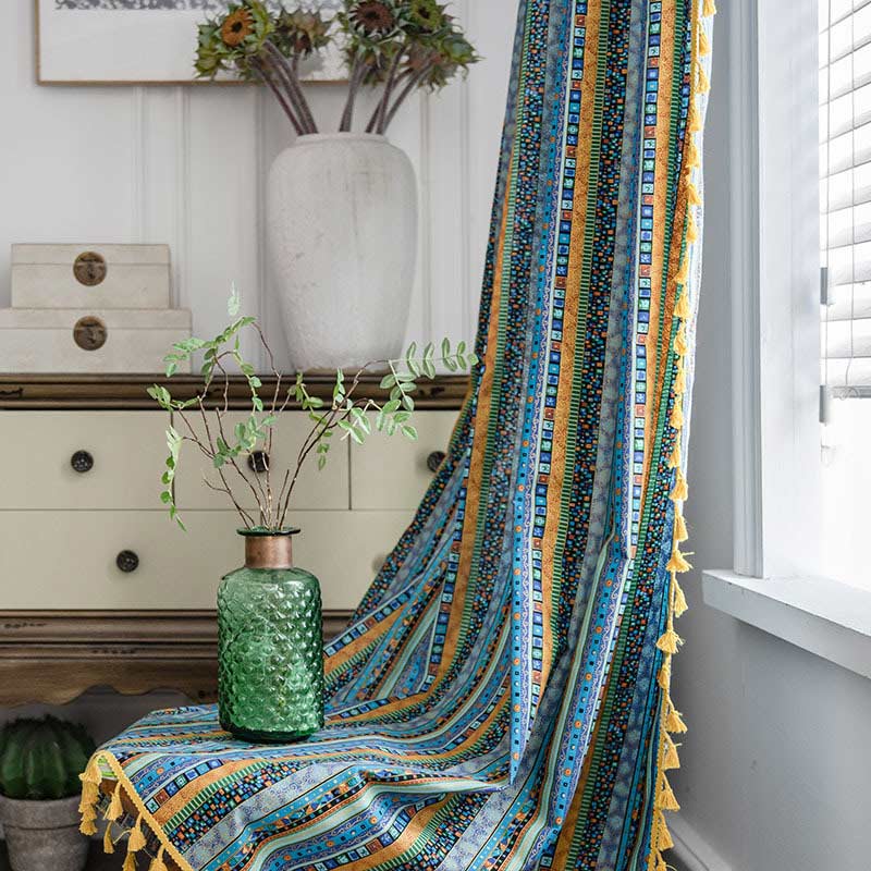 Boho Tassel Curtain | Cotton Blend | Semi-Blackout