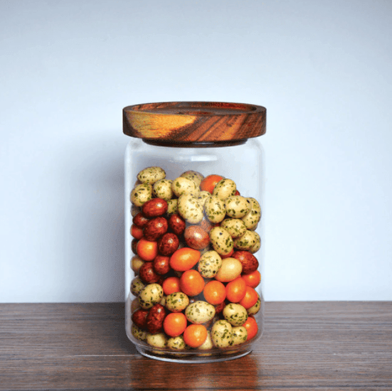Acacia Wood Lid Glass Jar | Food Storage Container | Clear Design