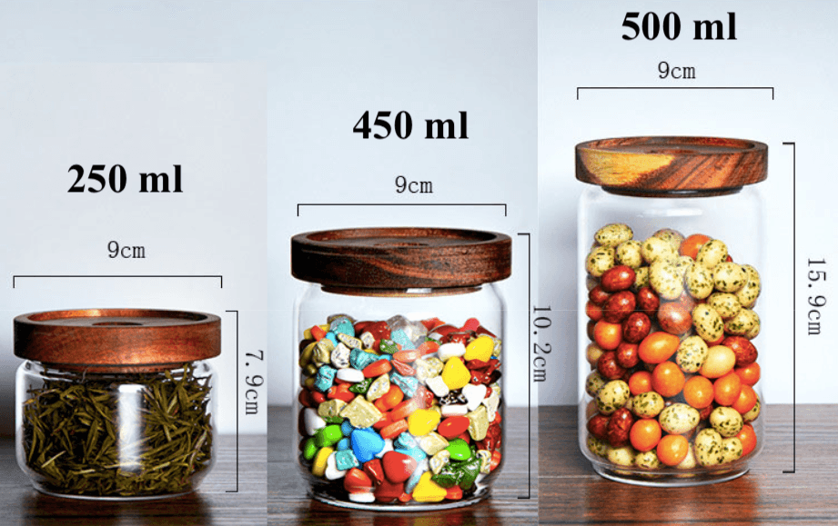 Acacia Wood Lid Glass Jar | Food Storage Container | Clear Design