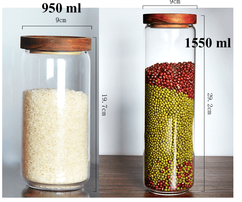Acacia Wood Lid Glass Jar | Food Storage Container | Clear Design