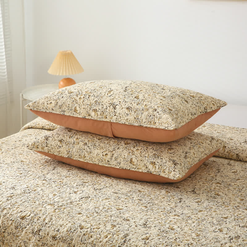 Organic Cotton Quilted Bedding Set | Floral Pattern | Full/Queen/King Options