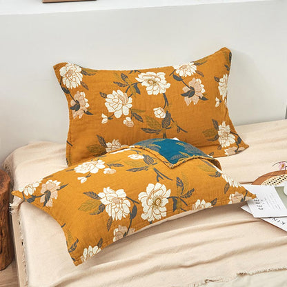 Cotton Pillow Towel Set | Breathable Yellow Gauze | 2 Pieces